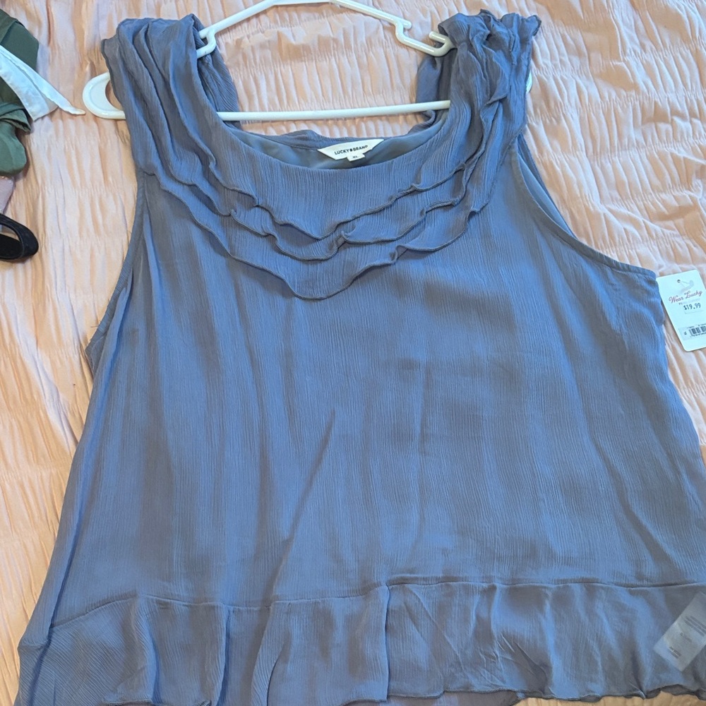 Lucky Brand Lavender Ruffle Tank Top